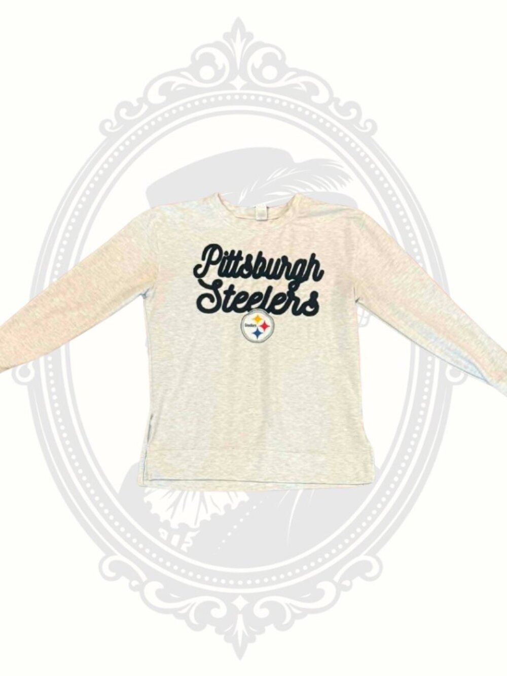 Pittsburgh Steelers Chenille Script Pullover Sweatshirt Womens Small NFL